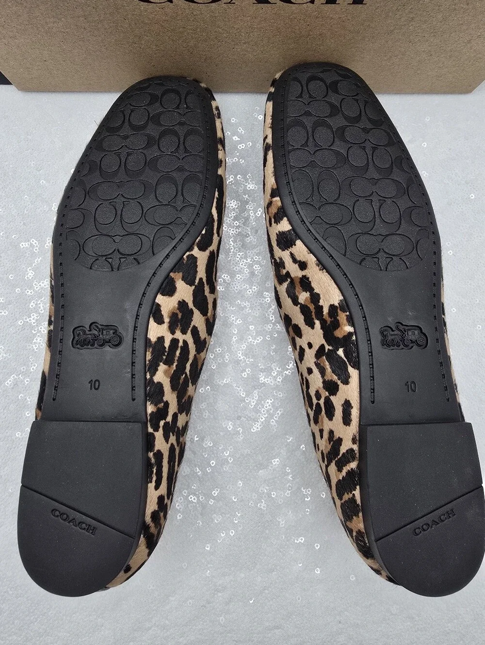 Coach C Rivet Mary Jane with Leopard Print Calfhair Women's sz 10 Tan & Black